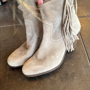 Cute western fringe heeled booties